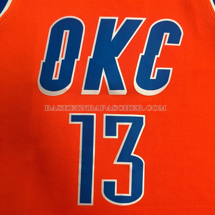 Maillot Oklahoma City Thunder Paul George NO 13 Statement 2021 Orange